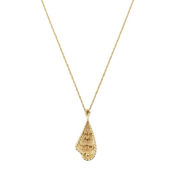 Vintage 14K Yellow Gold Hebrew Good Luck Pendant with Chain #14670
